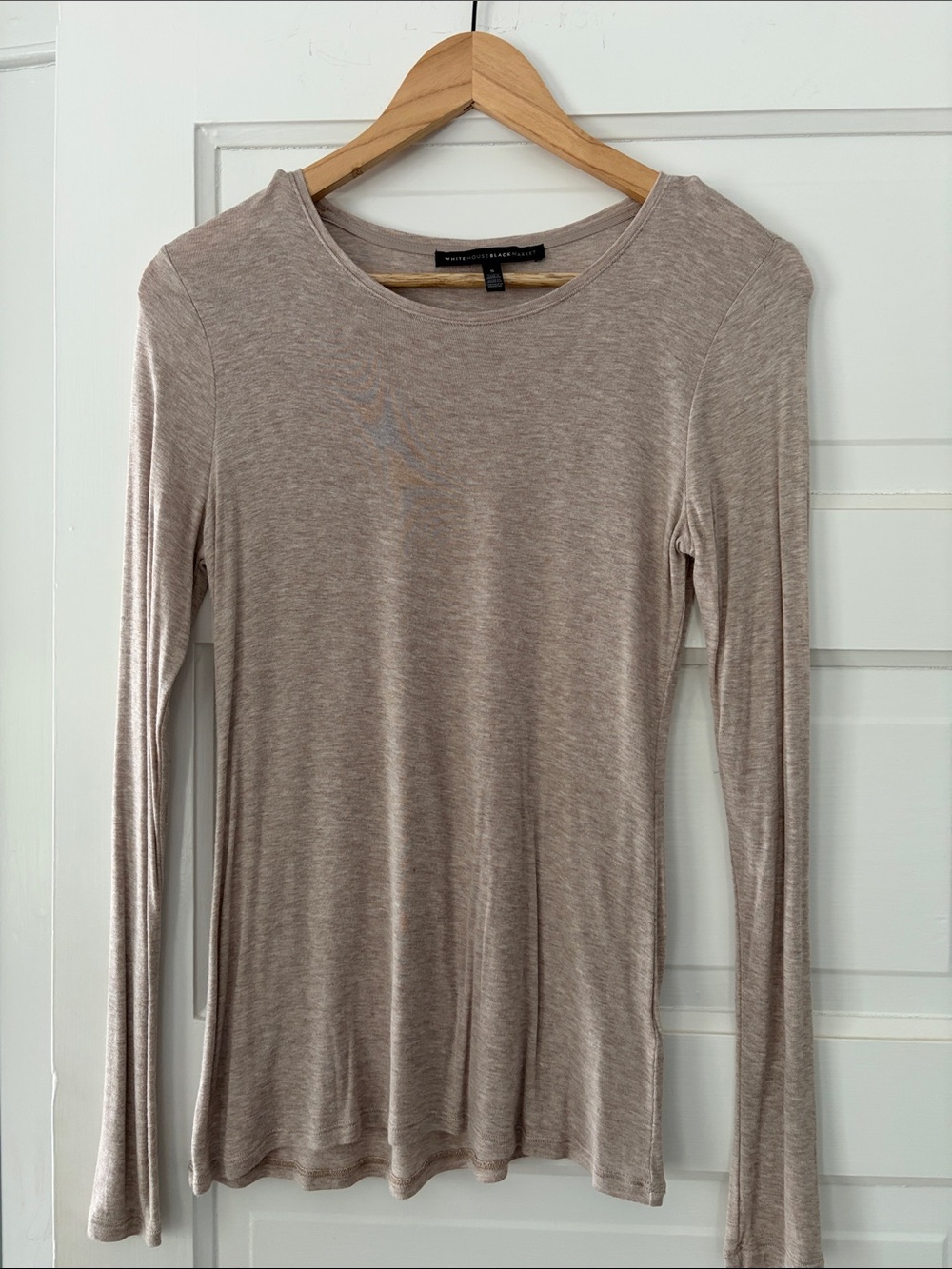 White House Black Market Long Sleeve Tee in Taupe